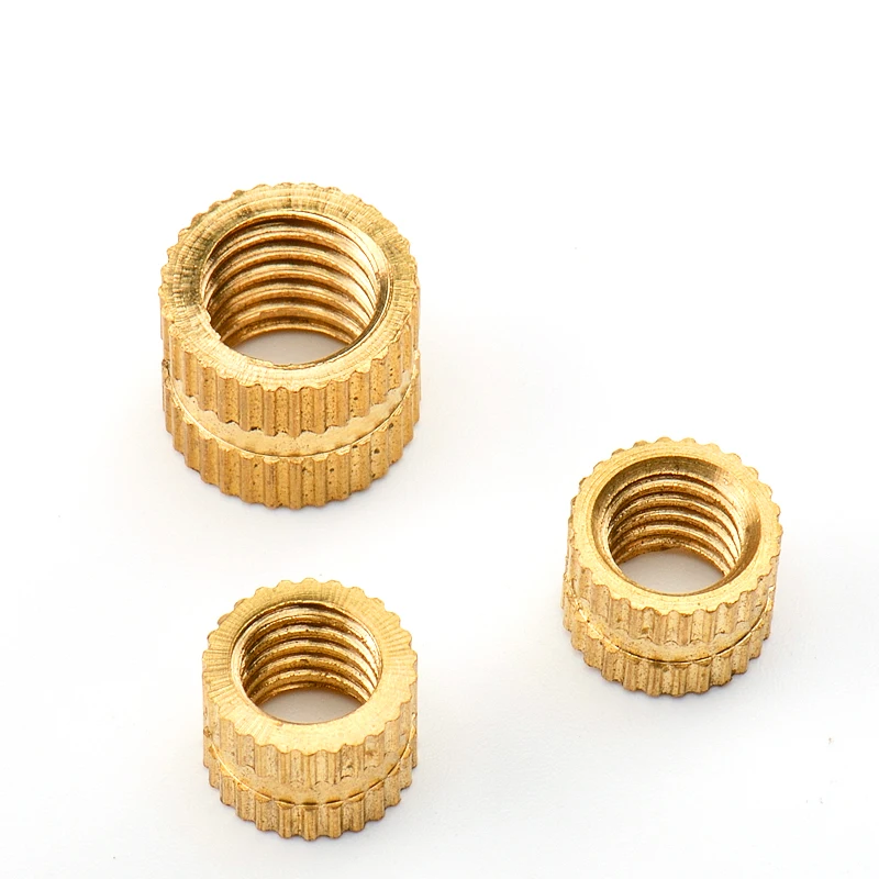 M2 M2.5 M3 M4 M5 M6 Brass Insert Nuts Copper Knurl Hot Melt Threaded Embedded Heat Set Nutsert Injection Moulding Through Nut