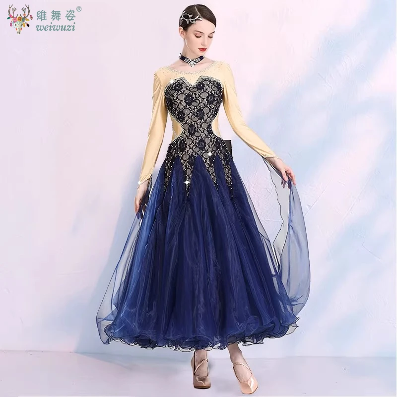 Danza moderna Valzer Grande abito altalena Costume da competizione per performance da donna Elegent Tango Foxtrot Abito da palcoscenico per flamenco spagnolo