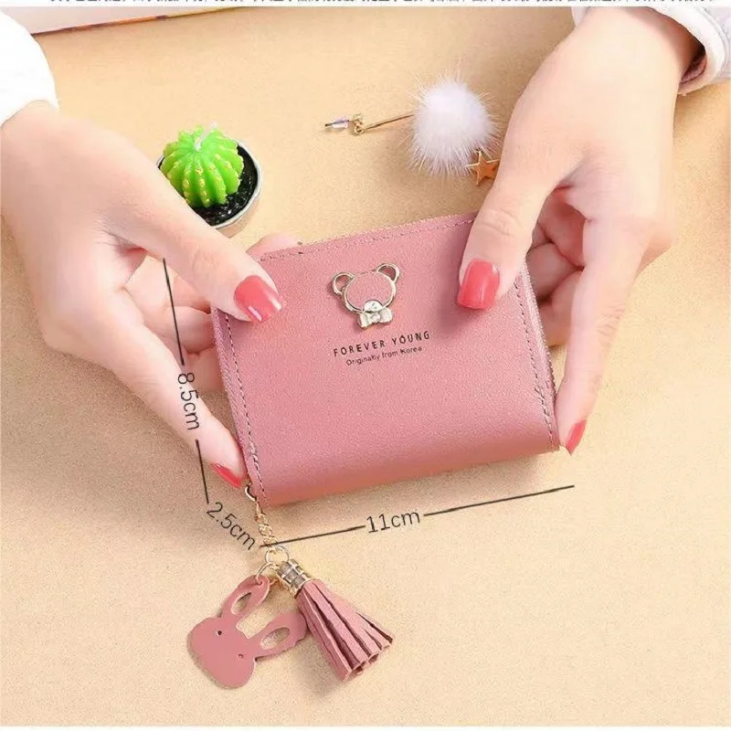 Fashion Women Wallet Korean Version Short Zipper Cartoon Teddy Bear Coin Purse Girls Cute Card Holder Purse Female Wallets 동전지갑