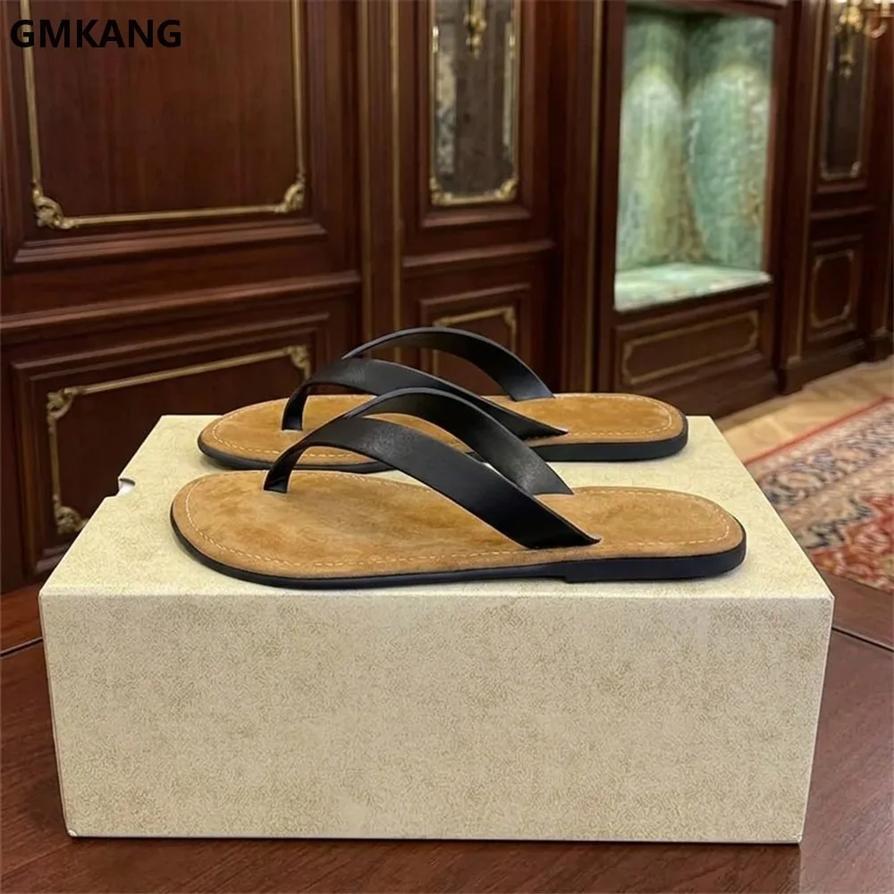 Women Genuine Leather Mules Flat Slides Summer Casual Slippers Open Toe Beach Holiday Outdoor Comfortable Walking Shoes