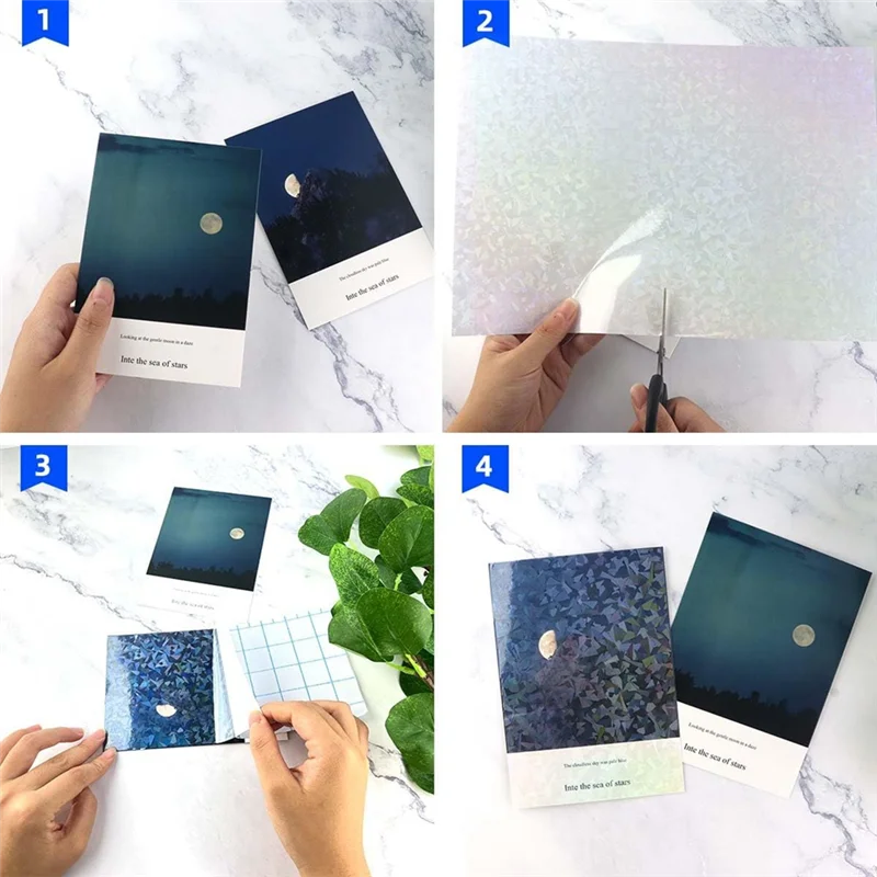 Papel adhesivo holográfico eficiente, 20 hojas, tamaño A4, pegatinas de laminación de vinilo, película autoadhesiva impermeable, pegatina laminada D