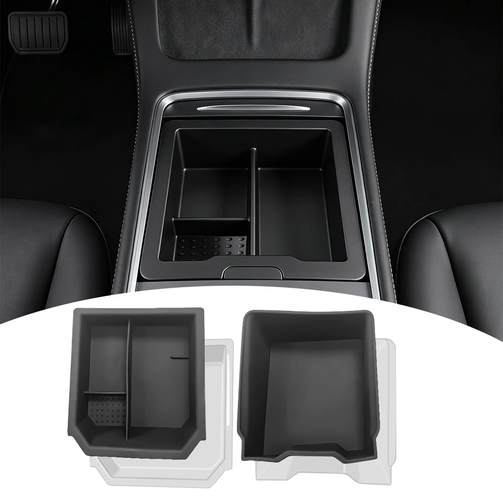 For Tesla Model 3 Highland Model Y Juniper Car Center Armrest Hidden Storage Box Console Tray Organization Box Auto Accessories