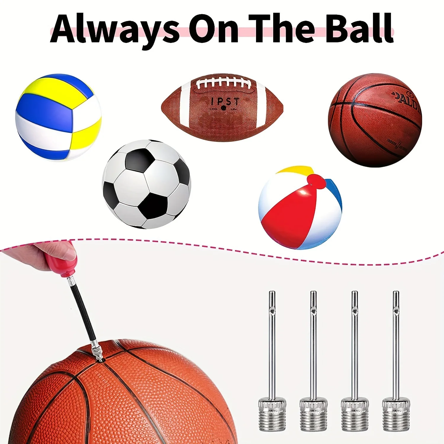 30pcs Sport Ball Needle Inflating Pump For Football Basketball Soccer Inflatable Air Valve Adaptor Stainless Steel Pump Pin New