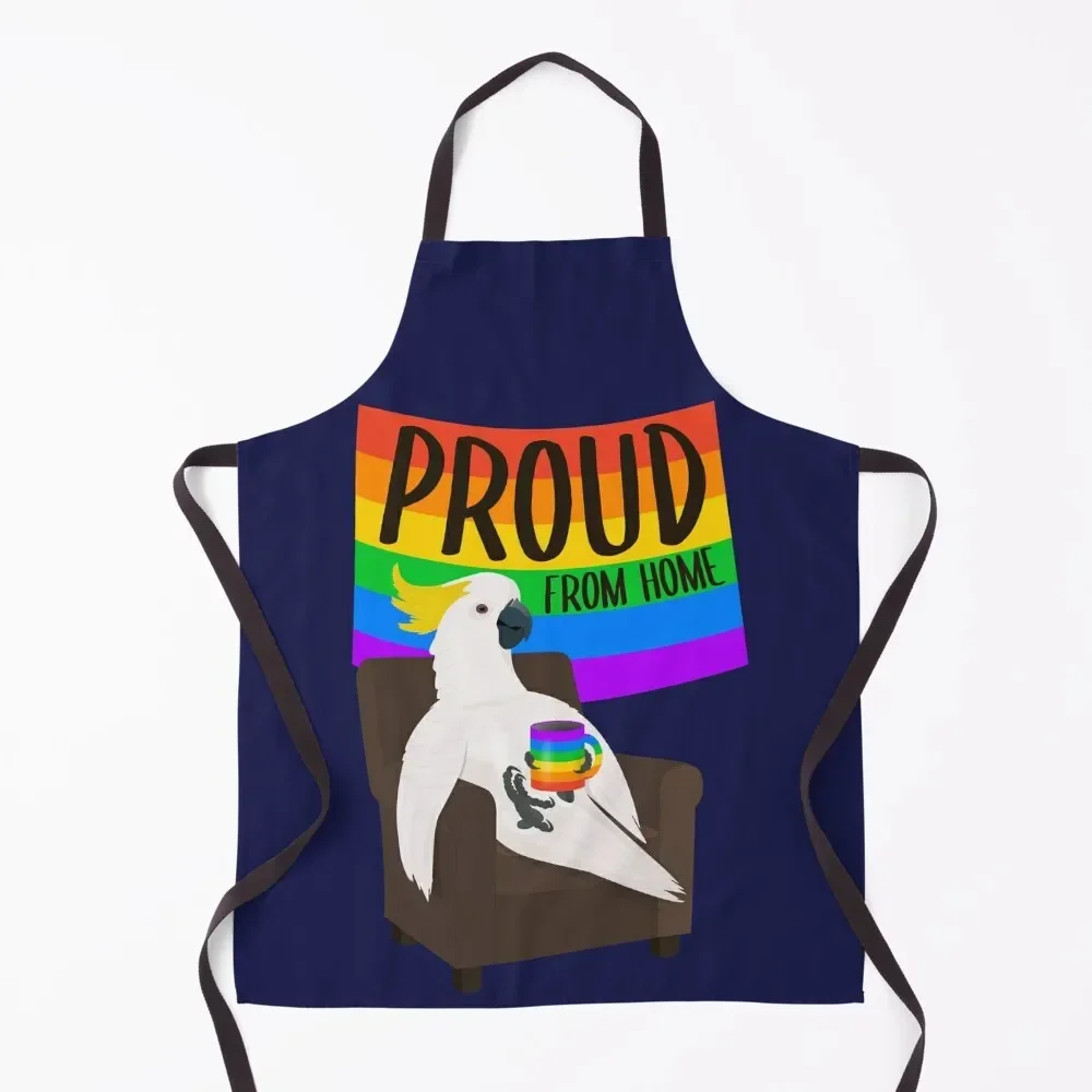 

Proud from home gay cockatoo Apron esthetician Waterproof Kitchen For Women Nursing Waterproof Apron