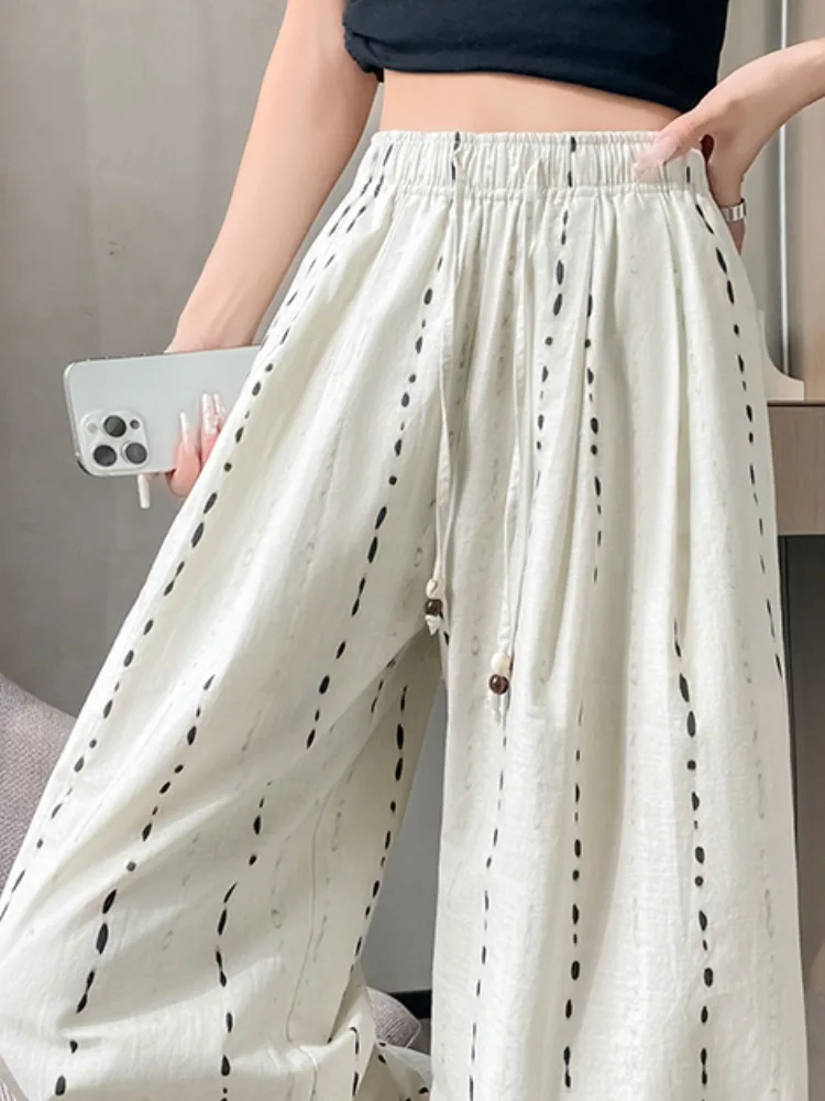 

Trendy lar Casual Pants Women's Spring Summer Best Selling Linen Loose Straight Leggings Slimming High Waist