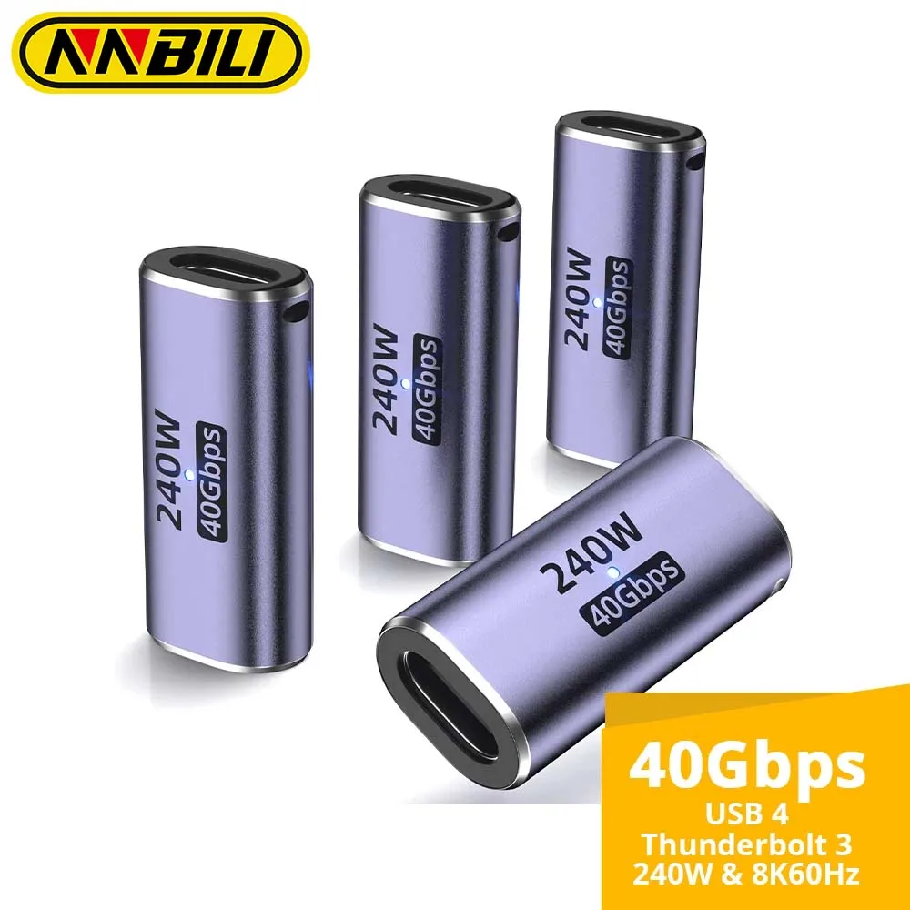 USB C 암-암 어댑터, PD 240W, 40Gbps, 8K, 60hz 비디오, 썬더볼트 4/3, 맥북 프로, 에어, 아이패드, USB-C 허브와 호환