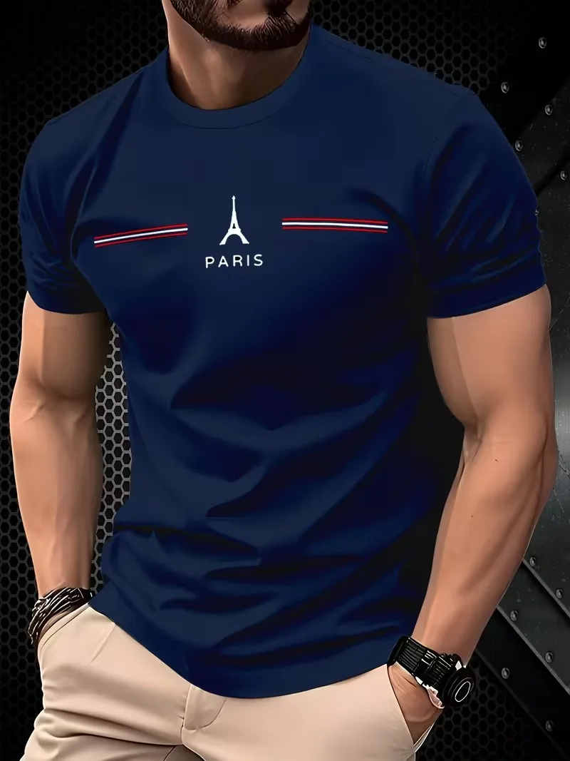 

Men's gradient short sleeved T-shirt fashion lightweight breathable sports pullover daily casual shirt street Loose Men clothing