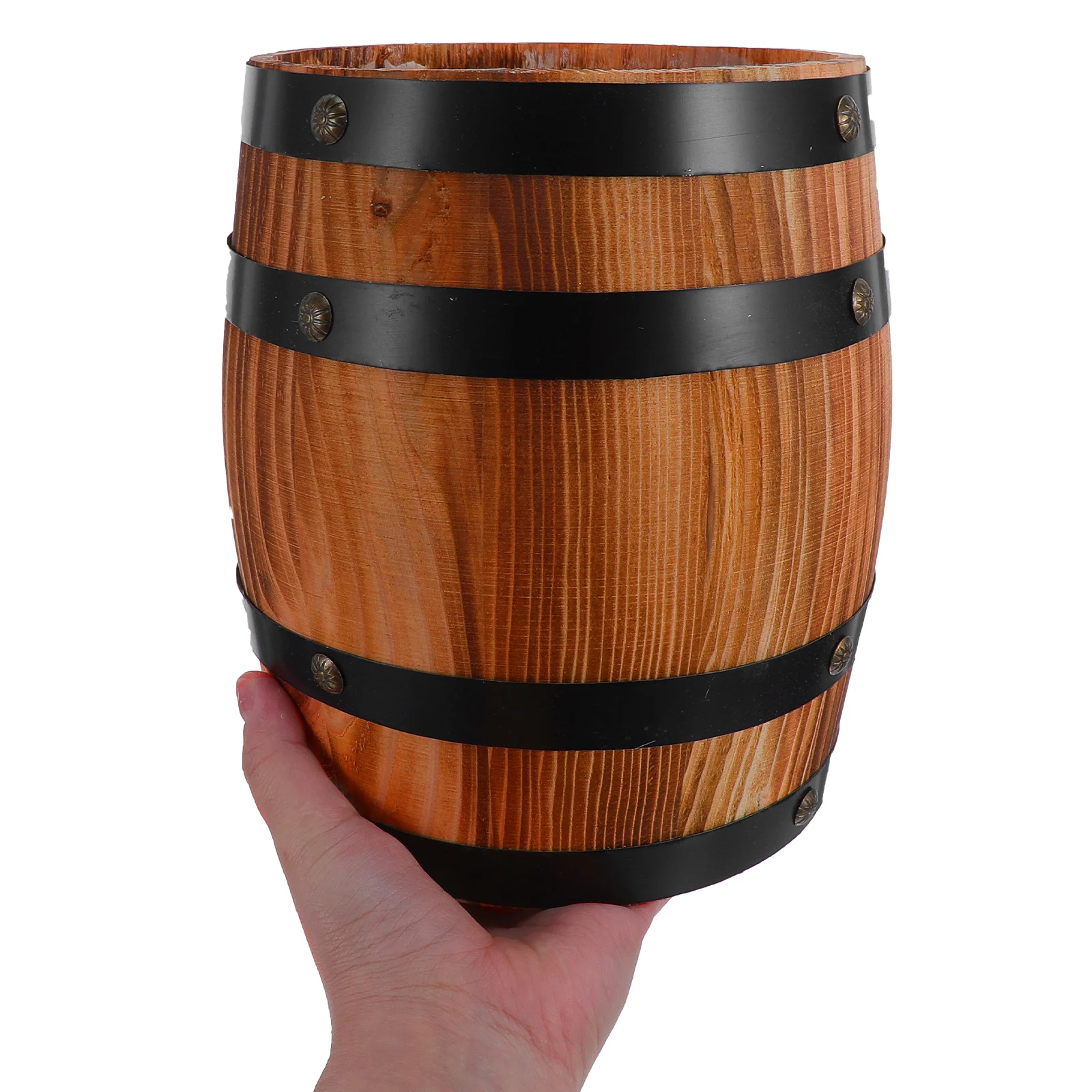 

Solid Wood Wine Barrel Decor Unique Craftsmanship Bar Landscape Adornment Wooden Prop Barrel Decor Decorative Barrels