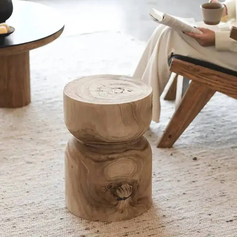 Handcraft Wooden Side Table for Living Room Japan Household Solid Wood Round Coffee Style Table Vintage Home Funiture
