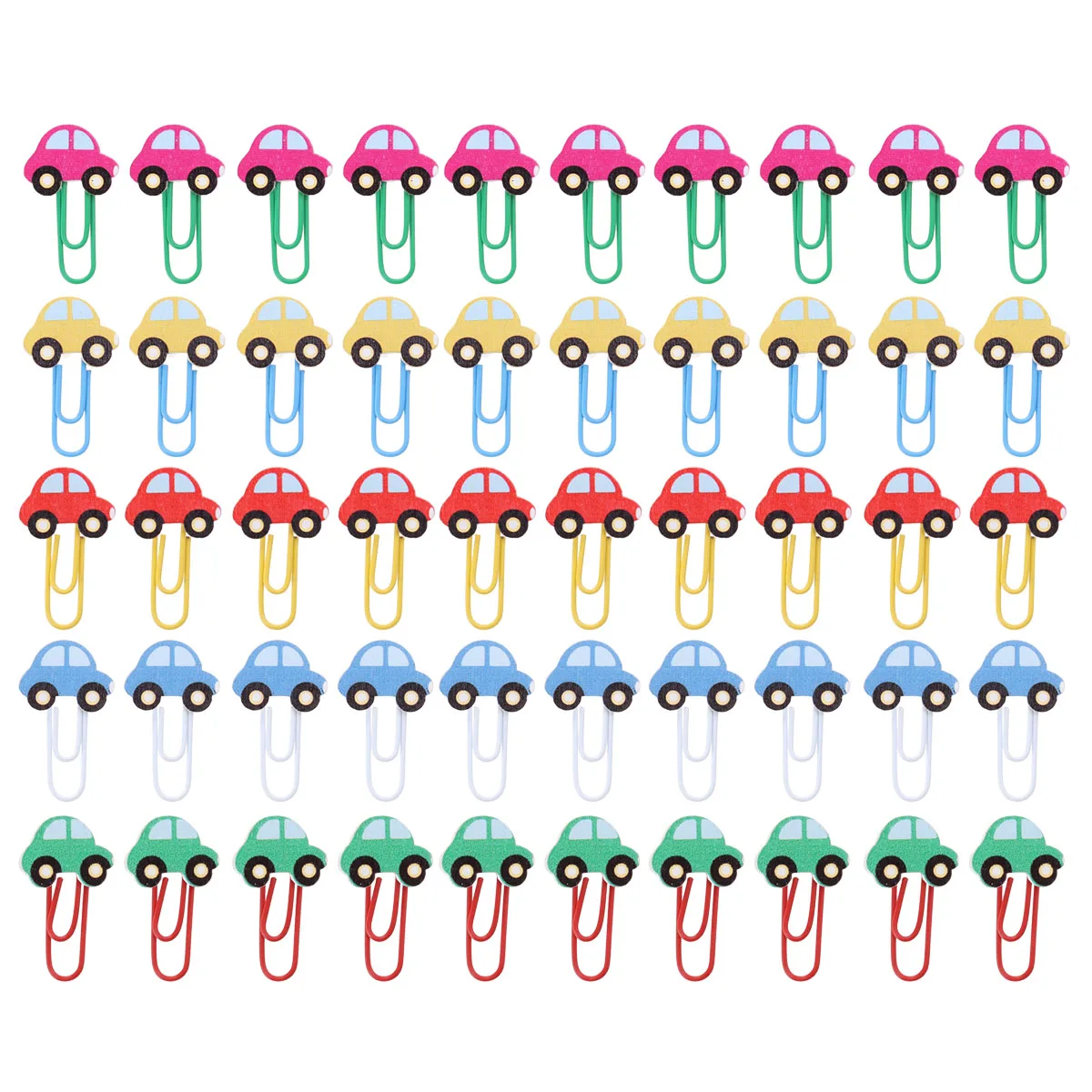 

50pcs Colored Paper Clips Wooden Lovely Bookmarks School Office Supplies Car Shaped File Clamps Sturdy