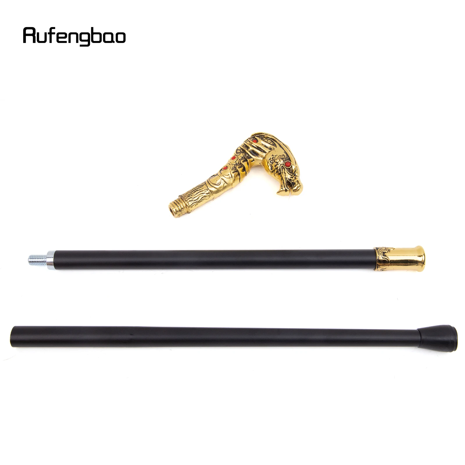 Golden Dragon Head Walking Cane, Bastão Decorativo para Cavalheiros, Botão de Crochet de Cosplay Elegante, Moda de Luxo, 93cm