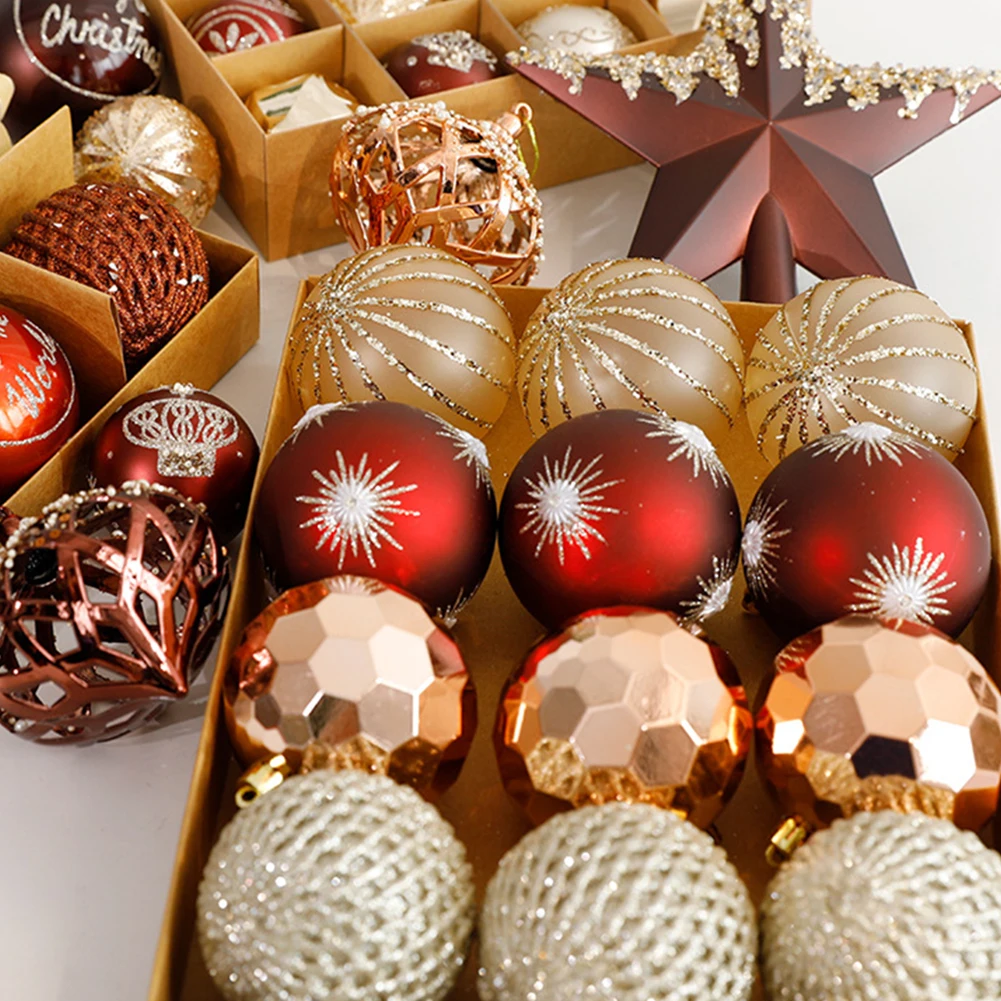 

Christmas Bauble Set Christmas Tree Decoration Xmas Ball Treetop Star Decoration Red And Gold Plastic Balls 2026 New Year Presen