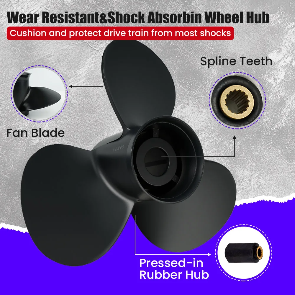 For Mercury Boat Propeller 14x11 Boat Aluminum Alloy Screw 3 Blade 15 Spline 40 50 60 70 75 80 90 100 115 125 140HP Boat Motor