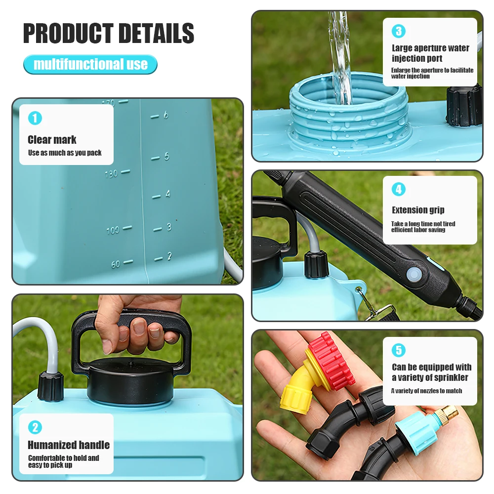 5L/8L Elektrischer Rucksacksprüher USB-Aufladbar Automatischer Pflanzenbewässerungssprüher mit Sprühpistole 120 Minuten Akkulaufzeit Tragbares Gartenbewässerungswerkzeug für Blumen, Gemüse, Rasen, Gewächshaus und Landwirtschaft – Detail 2