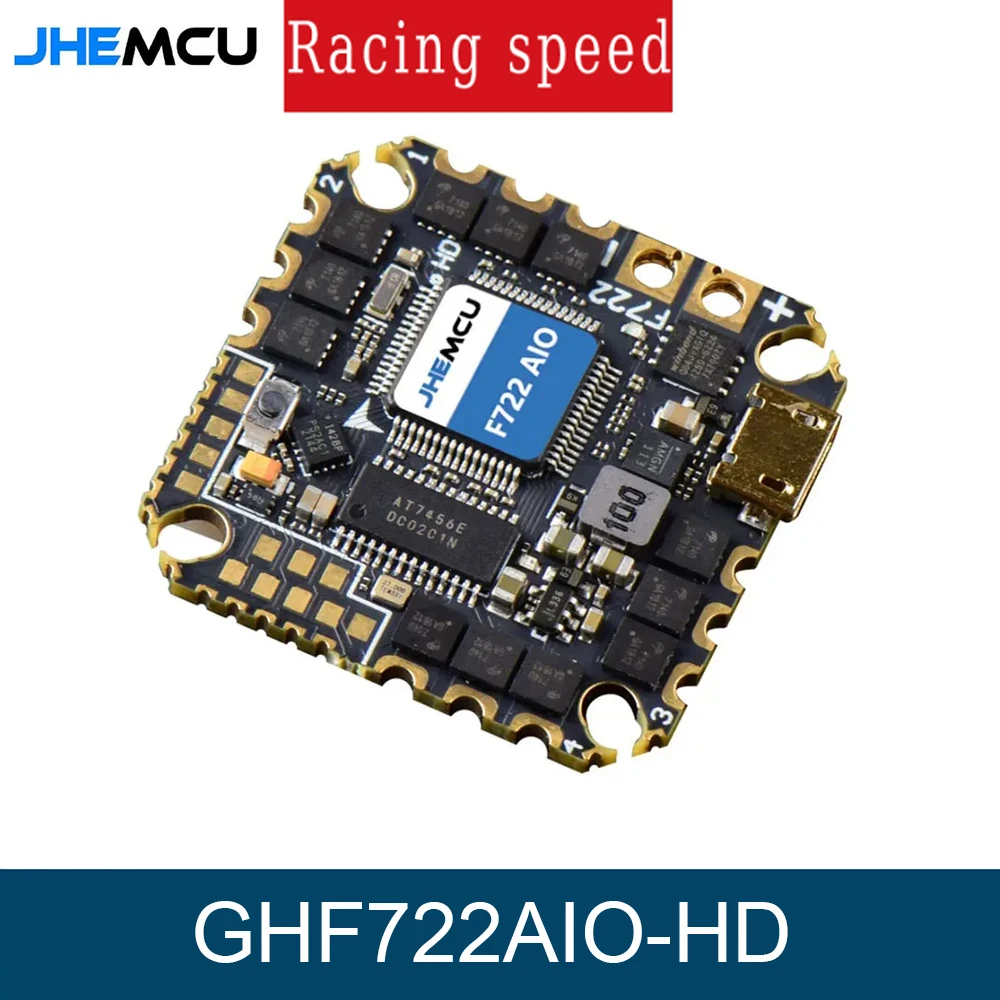 JHEMCU GHF722AIO-HD 40A FC tout-en-un – Baro/OSD/BlackBox intégré et ESC 4 en 1 (2-6S) pour drones FPV Freestyle/Cinewhoop