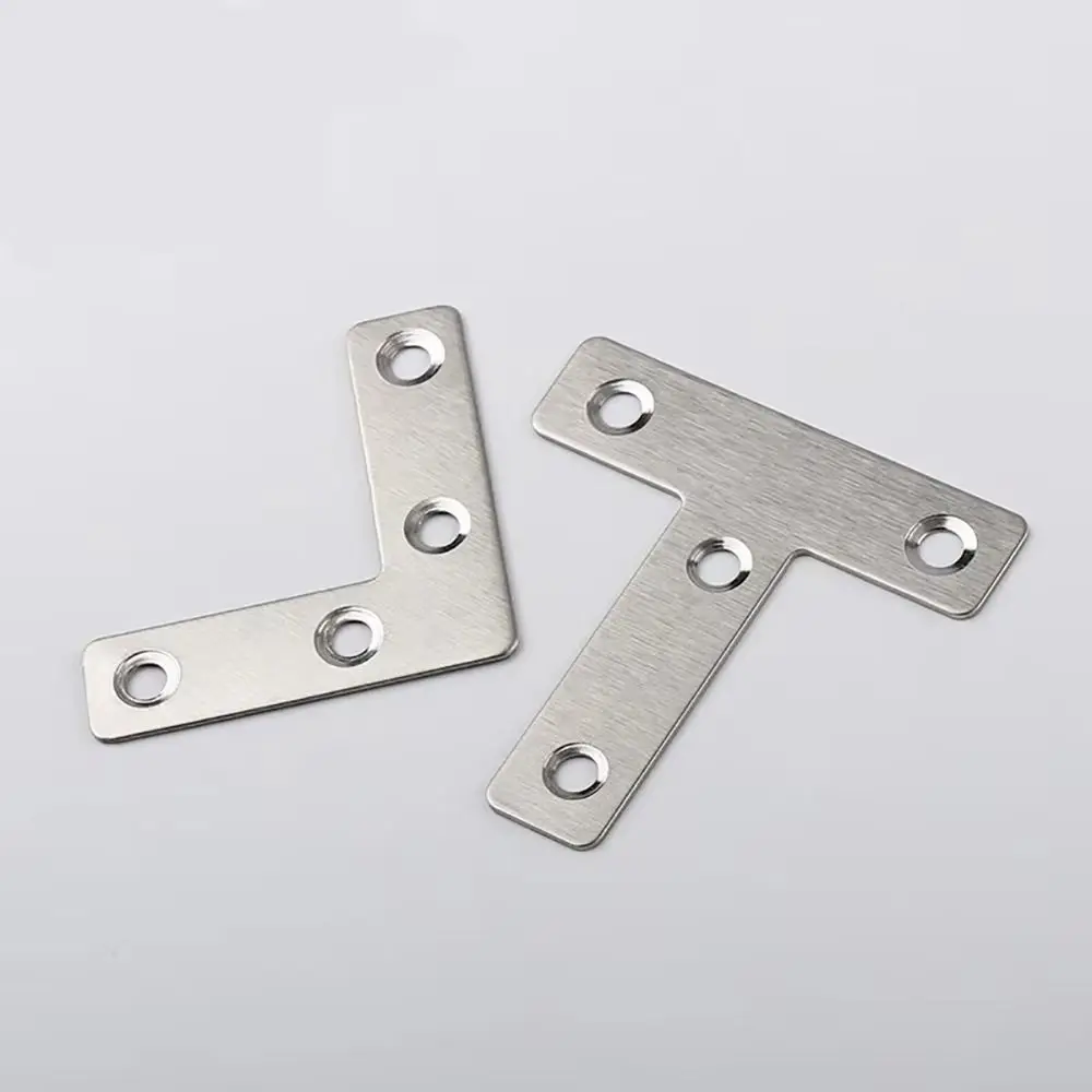 10Pcs 40/50/60/80mm Angle Bracket 90° Right Angle T-type L-type Connection Plate Flat Fastener Stainless Steel Corner Bracket