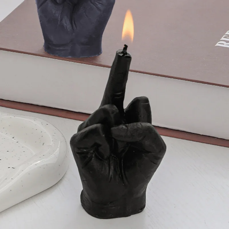 Y Finger Shape Scented Candles Soy Wax Funny Vertical Middle Finger Candle Despise Gesture Scented Candles Home Decoration