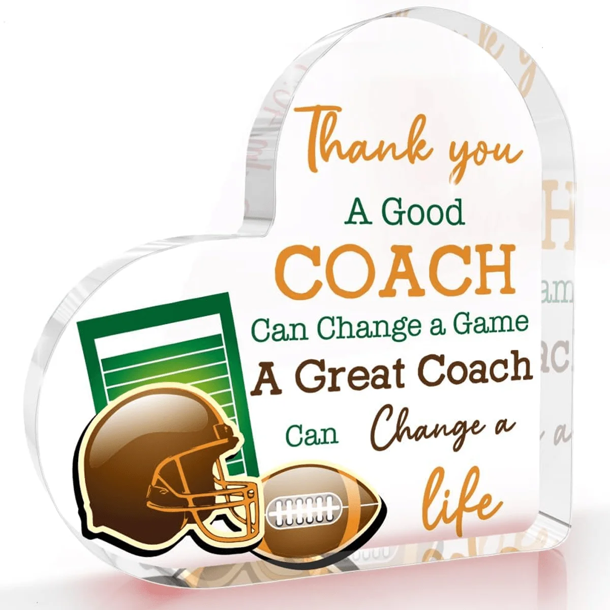 Heart Acrylic Plaque - Soccer Coach Appreciation Gift, Inspirational Quote for Desktop Decor, Home Office Tabletop Ornament for
