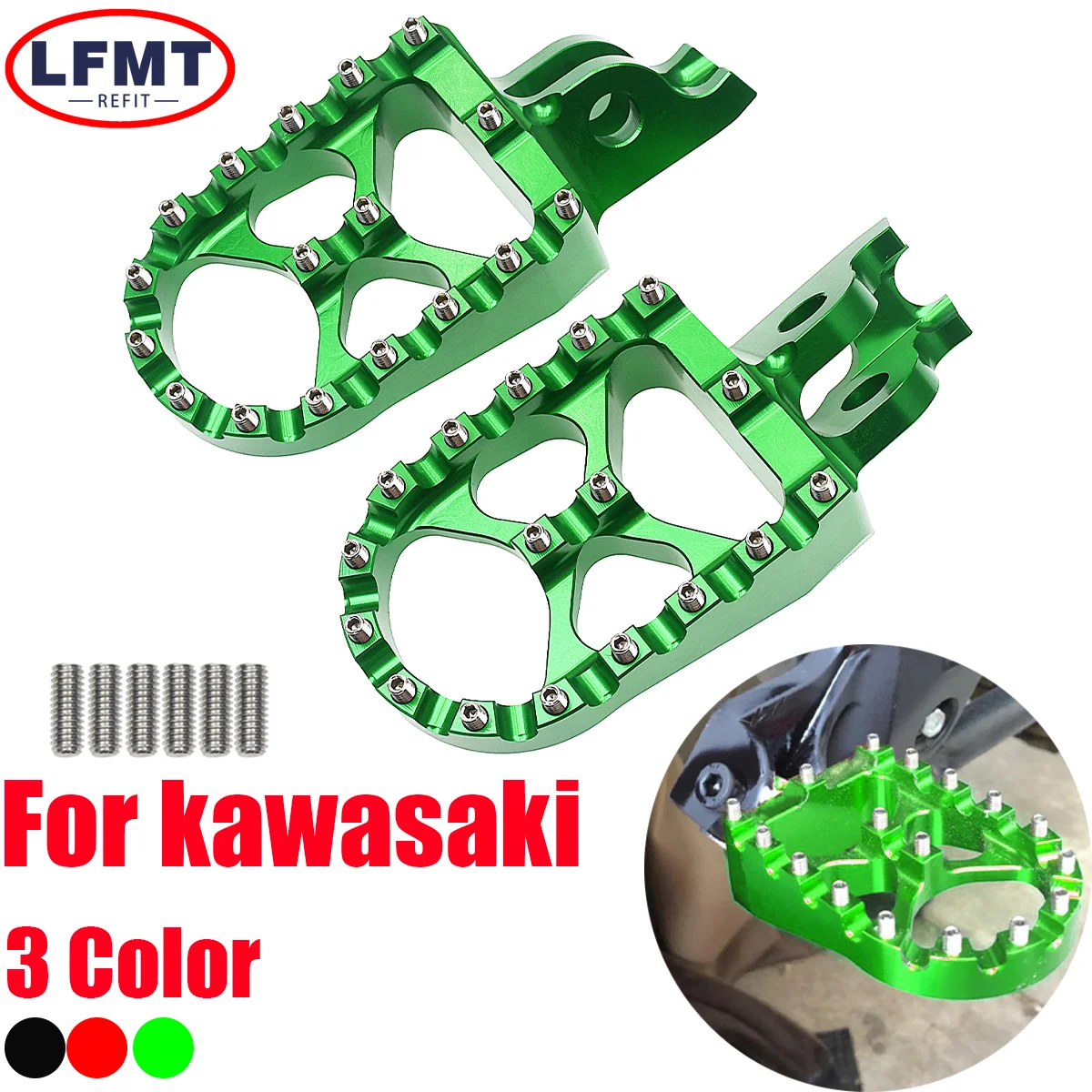 Motorcycle CNC FootRest Footpegs Foot Pegs Pedals For Kawasaki KX250 KX450 KX250F KX450F KLX450R KX250X KX450X Dirt bike 2023