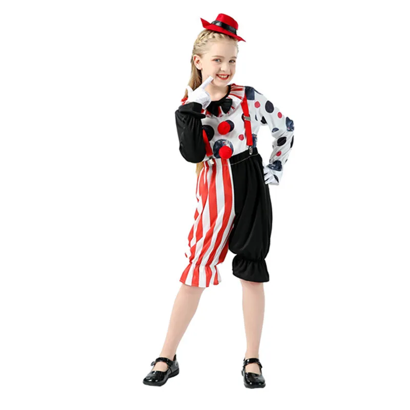 Kids Movie Clown Costume For Boy Girl Funny Cosplay Performance Suit Circus Magician Uniform Carnival Halloween Party Costumes