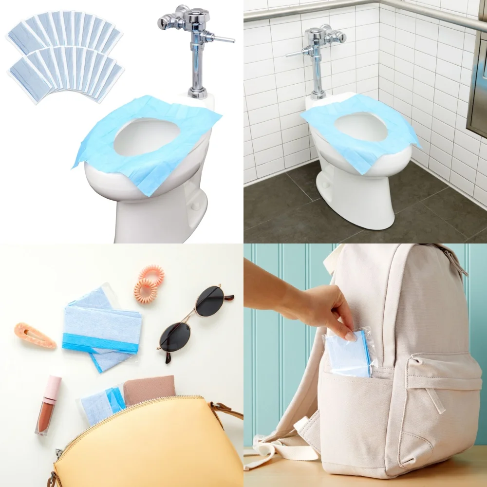 

50 упаковок одноразовых чехлов на сиденья для унитаза для взрослых, одноразовые гигиенические предметы первой необходимости для путешествий, гигиеническая защита для ванной комнаты на ходу