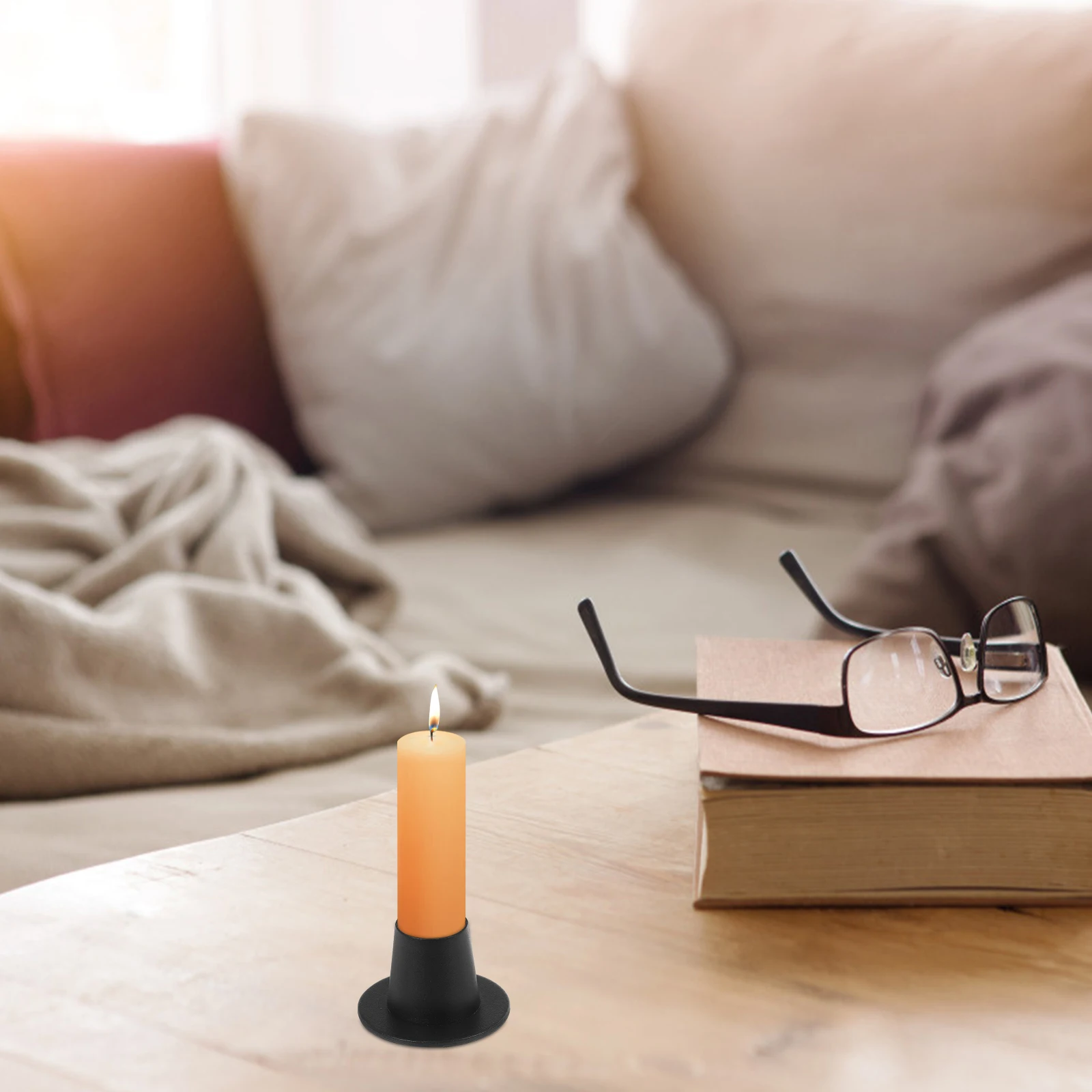 

2Pcs Black Holders Metal Pillar Holder Romantic Atmosphere Centerpiece for Party Wedding Candlestick Holders