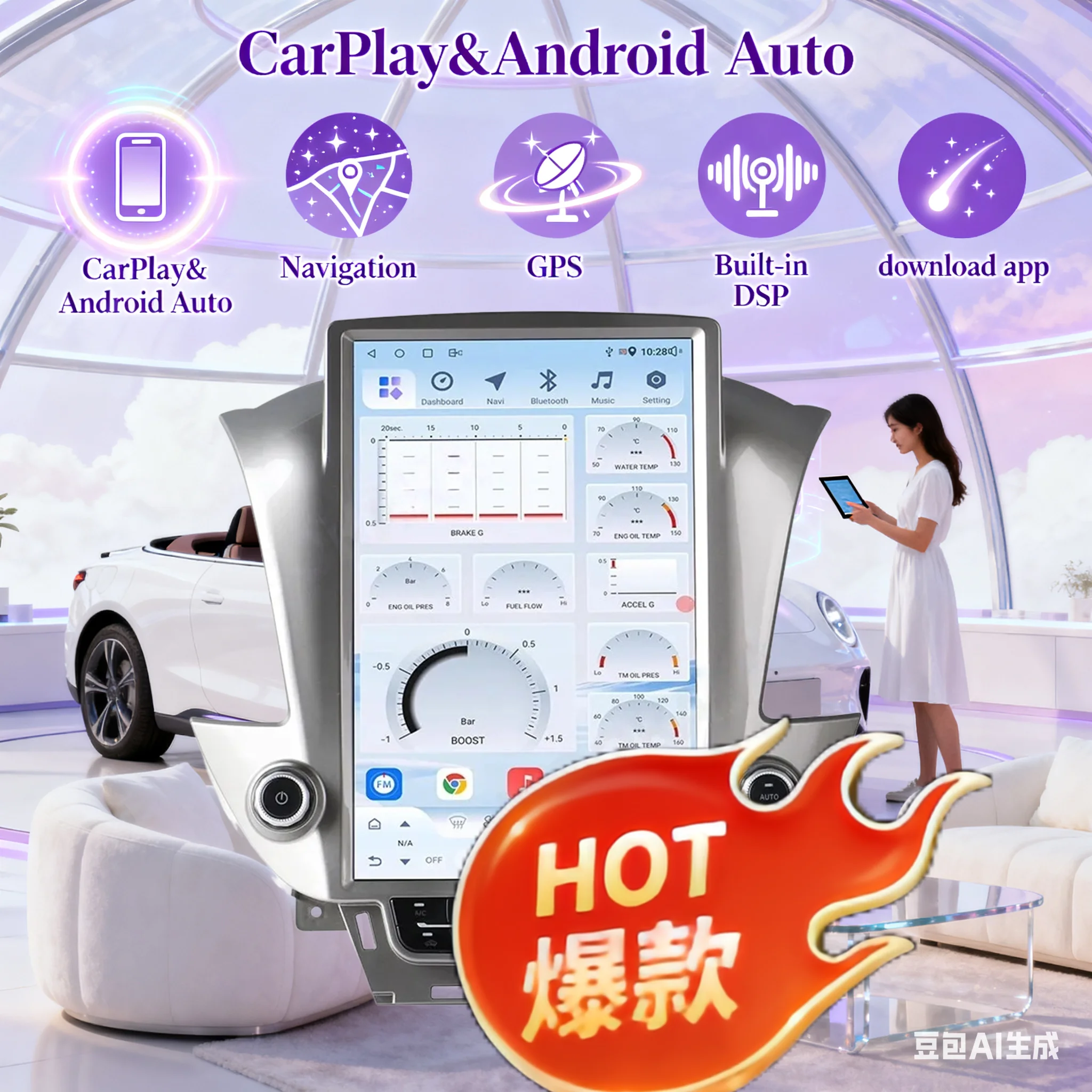 

WANG Car Radio For 2014-2020 Chevrolet Suburban Tahoe GMC Yukon 14.5 Inch Wireless Carplay GPS Navigation Multimedia Player
