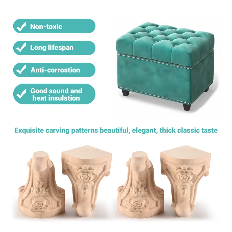 عالية الجودة 4 قطعة 10X6 سنتيمتر النمط الأوروبي خشب متين منحوتة الأثاث القدم الساقين تلفزيون خزانة مقعد قدم #3
