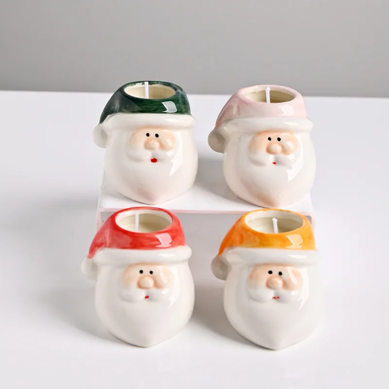 

Santa Claus Candle Cup Empty Ceramic Cup Gift Home Creative Christmas Gift Candlestick