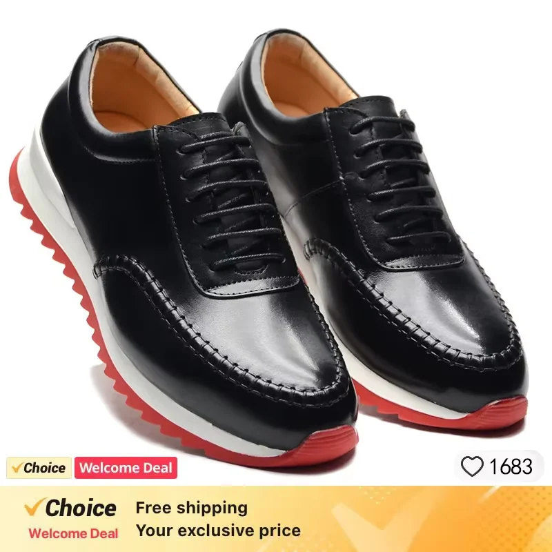 Luxury men's casual leather shoes, fashionable lace up men's formal shoes, business office splicing sports shoes, men's styles