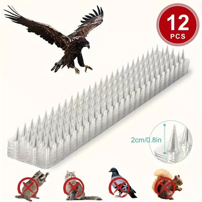 Cat Climbing Deterrent Spikes – 12-Pack Bird & Cat Repellent Spikes for Balcony and Garden