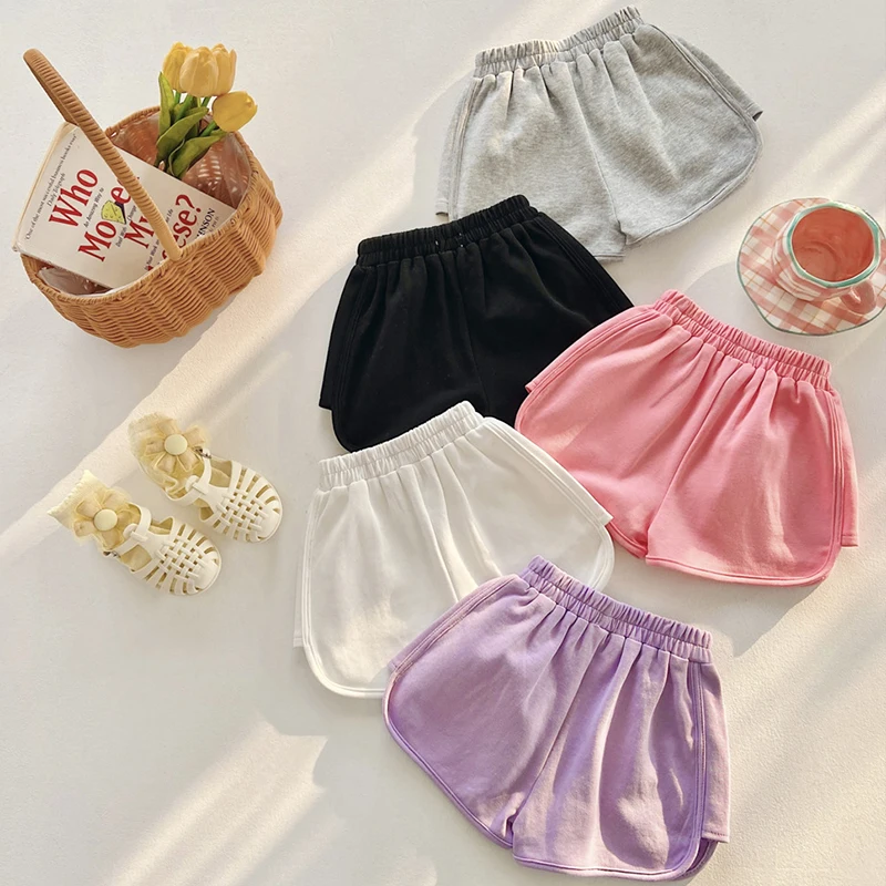 1-7Yrs Kids Shorts Boys Girls Summer Sport Shorts Pants Unisex Children Candy Color Casual Short Trousers Bottoms Korean Style