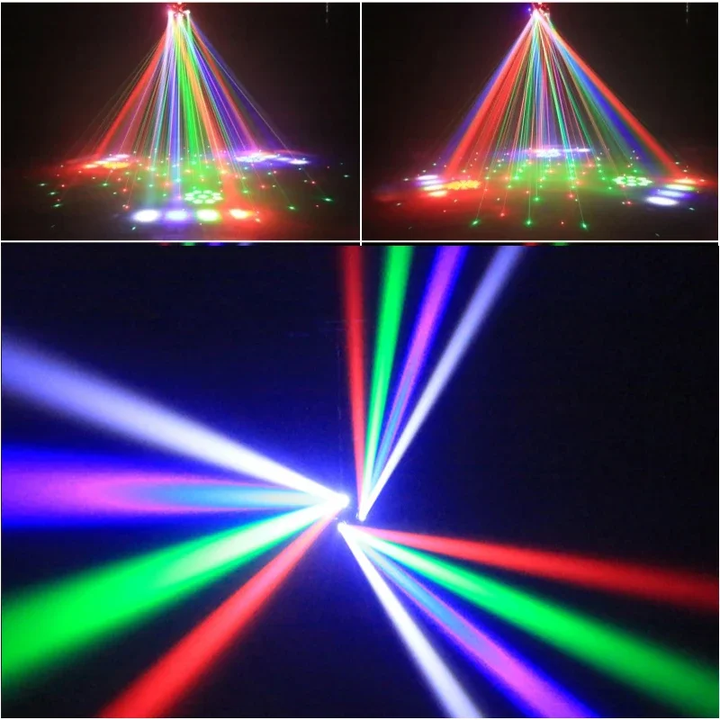 جديد 80 واط RGB LED شعاع تتحرك رئيس ضوء صغير ستة الذراع المرحلة الدورية تأثير أضواء تحكم عن بعد DJ ديسكو مصباح الحفلات