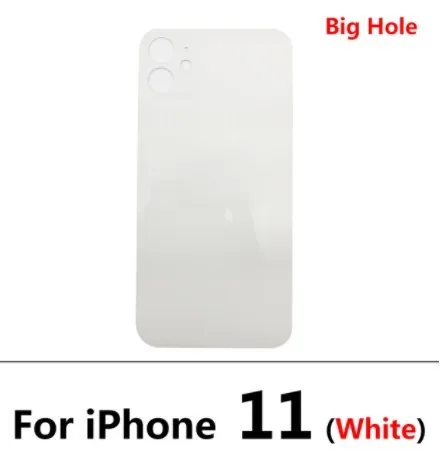 5Pcs，NEW Big Hole Back Rear Door Housing Case For iPhone 11 Battery Back Cover Glass with Sticker Adhesive Replacement