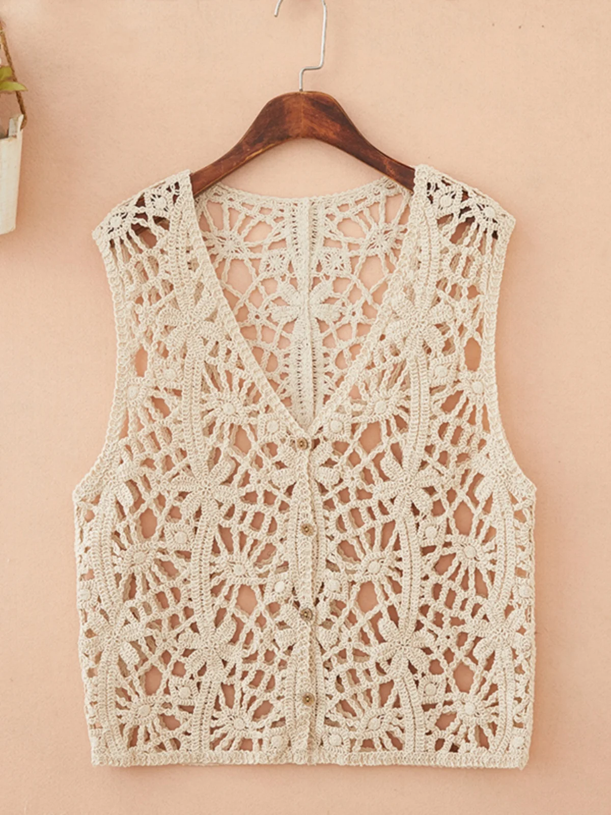 Cardigan aperto estivo leggero lavorato a maglia con gancio scavato Fiore Gilet da donna Top Svel Capispalla in cotone V-Ne Single Bu...