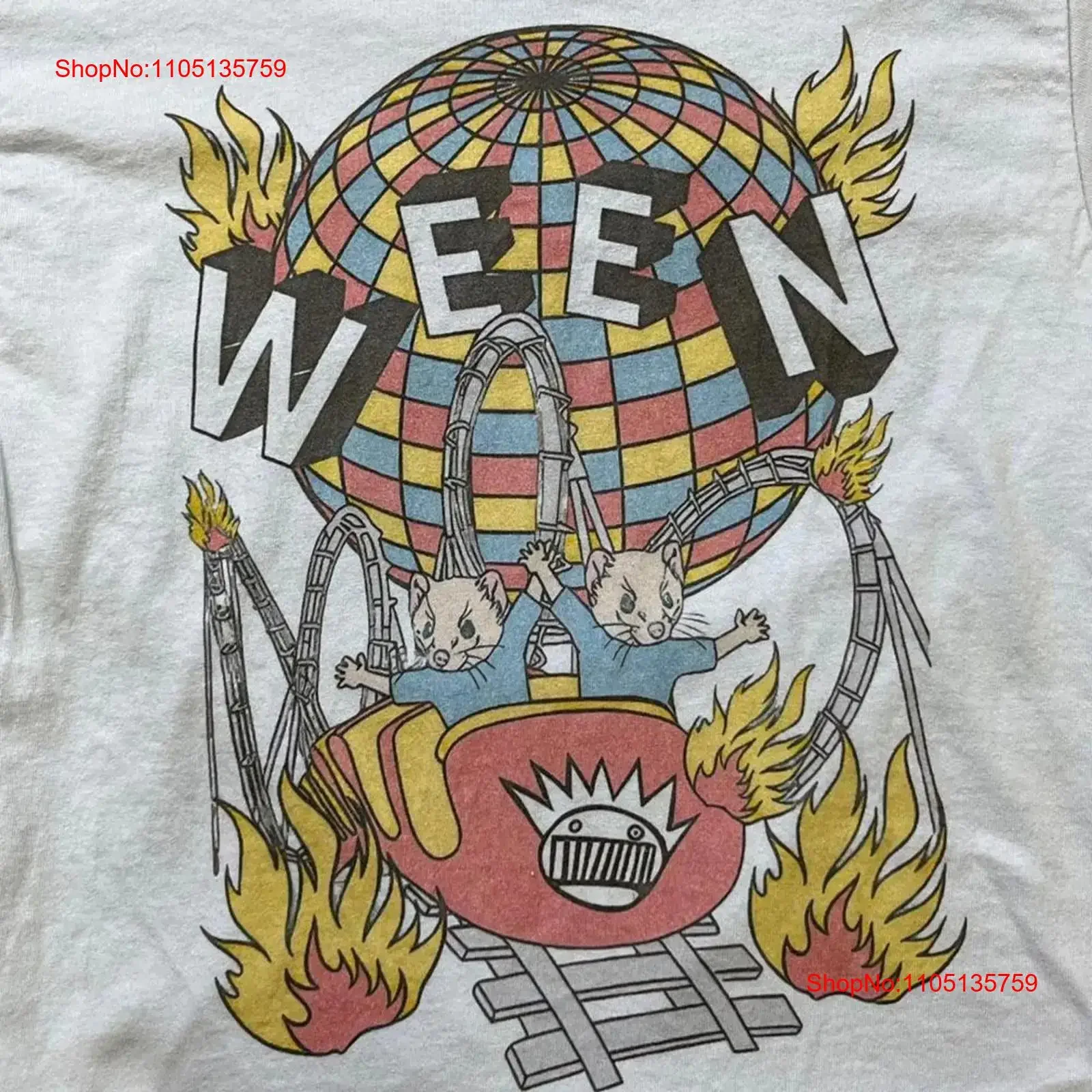 Remake Ween rock band White short sleeve T shirt Classic tee Vtg NH20111 vintage Washed Top For Everyday Wear Slightly graphic