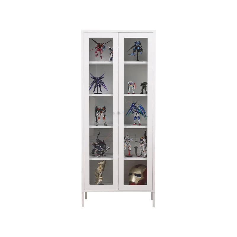 

Nordic figure display bookcase steel glass storage cabinet household living room floor