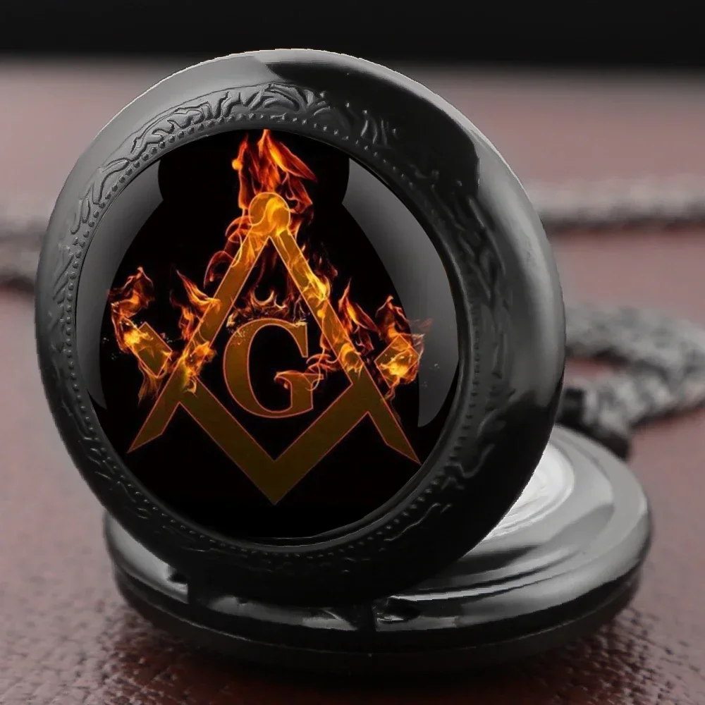 Colar com pingente de relógio de bolso com cúpula de vidro com chama maçônica unissex presente vintage para homens e mulheres