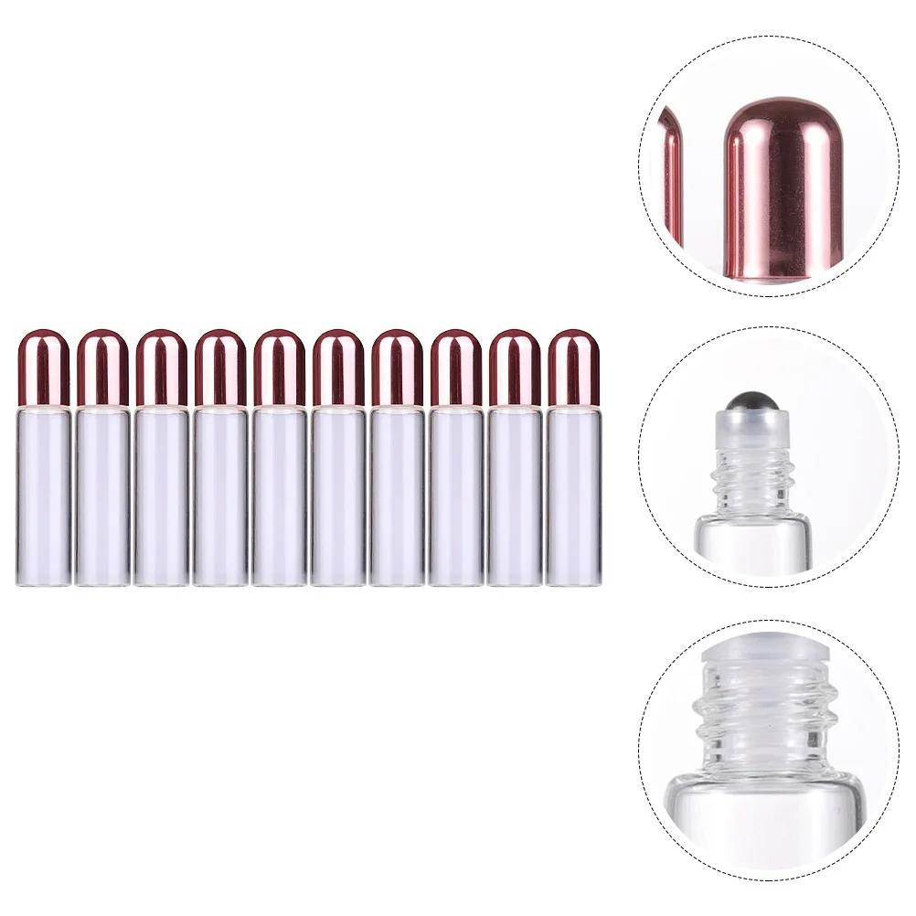 

10Pcs Glass Roller Bottles 1Ml Clear Refillable Essential Oil Bottles for Travel Portable Liquid Dispenser Aromatherapy
