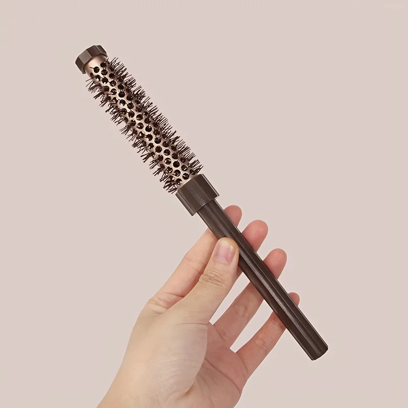 1pc pente de tubo de alumínio marrom, pente fino de cilindro para homens e mulheres pente de estilo de cabelo encaracolado cabelo liso liso