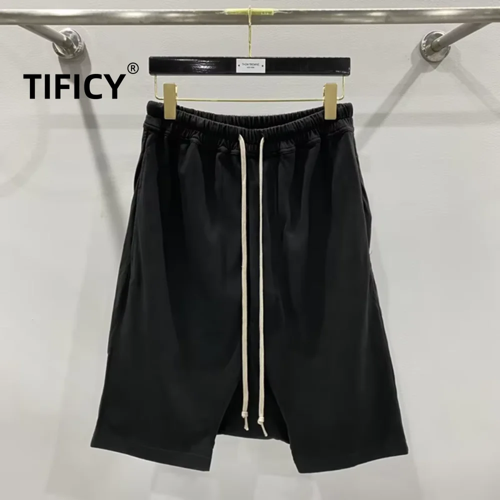 S-XXL RO High Qulaity Cotton Sweatpants Shorts Men's Dark Five Point Harlan Suspension Pants Elastic Waist Casual Loose Shorts