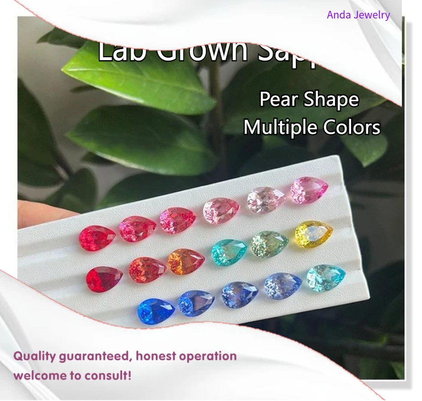 

M-Lab Grown Sapphire Pear Shape Multiple Colors DIY Charms Jewelry Earring Rings Making Main Materials Selectable AGL Certificat