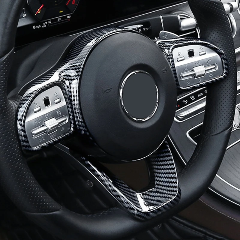 Efficientt-2PCS Car Steering Wheel Button Frame Sticker Trim For Benz W177 W205 W213 Sport Edition 2019-2020