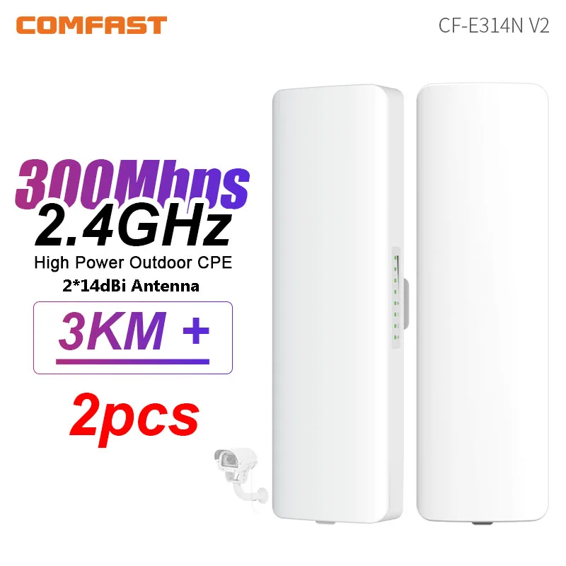Comfast Wifi Router 3-5KM 2.4GHz 300Mbps Outdoor CPE Wireless WiFi Repeater Extender AP Access Point IP65 WiFi Bridge POEAdapter