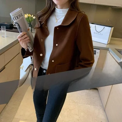 

Double-Faced Woolen ort Coat European Sle Brand Women's Clothing out of Sto Tag Cut Tailored ape Commute Sle Long S...