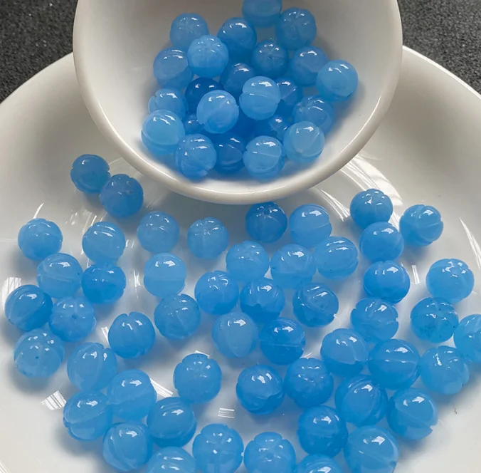 10 pce Sea Blue Treasure Color Pumpkin Beads Jade Scattered Beads Handmade Weaving Bracelet Pendant Jewelry