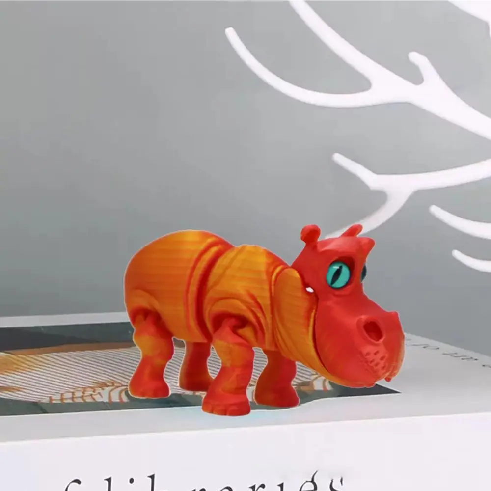 PLA Nilpferd-Bastelornamente, sensorisches Spielzeug, realistische Tiere, 3D-gedruckte Nilpferd-Figuren, Mini-Bastelarbeiten