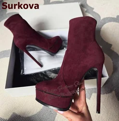 Surkova Pink Black Velvet Bowtie Sandals Chunky Heel Platform Summer Dress Shoes Triple Butterfly-knot Slingback Banquet Pumps