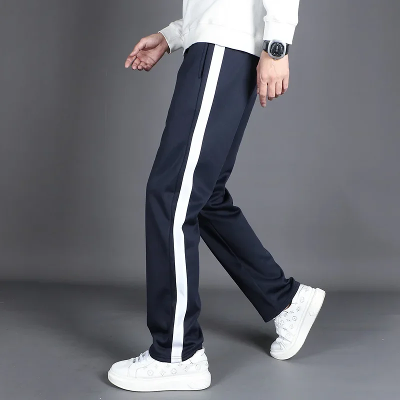 سروال موحد للمدرسة ذو ساق مستقيمة سروال أزرق عالي للمدرسة الثانوية زي عمل مخطط أبيض لطلاب المدارس الابتدائية #3