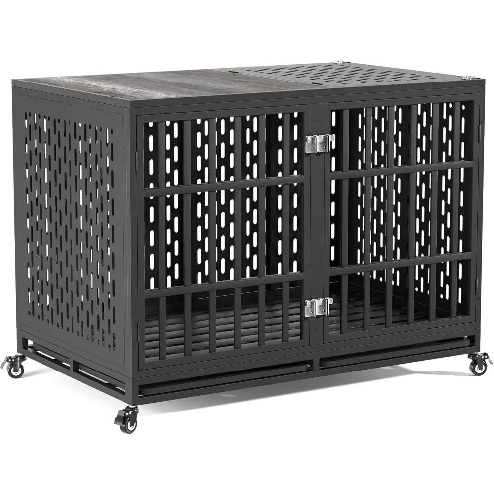 

48inch Heavy Duty Dog Crate Compatible with Optional Divider, Extra Large Kennel for High Anxiety Dogs, Indestructible Pet Cage